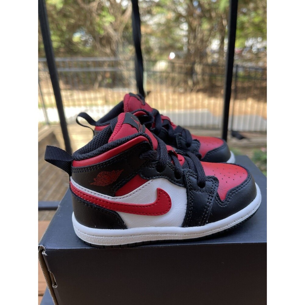 Nike Air Jordan 1 Mid (TD) ‘Black/Fire Red’ – Size 7C – 640735-079